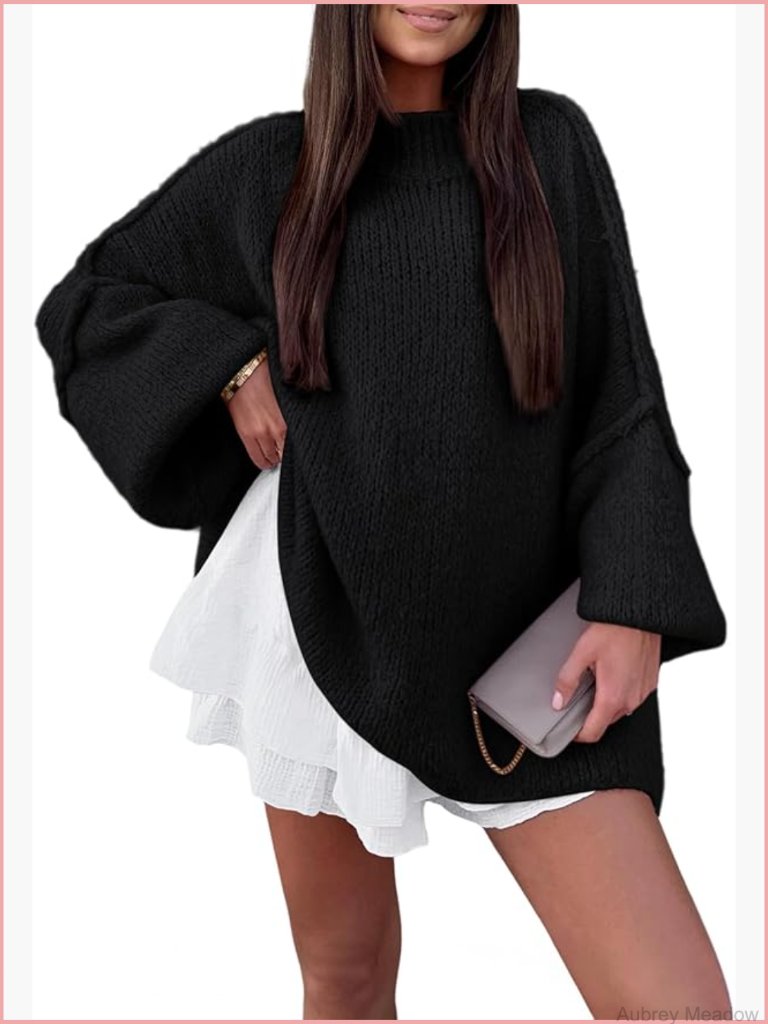 Oversized Chunky Mock Turtleneck Pullover Sweater
